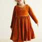 Premium Gold Velvet Twirl Dress