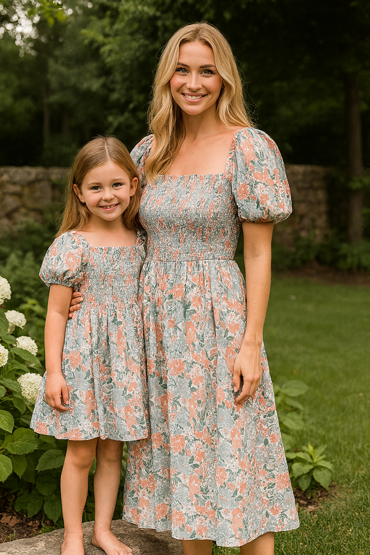 Garden Bloom Smocked Mom & Me Dress