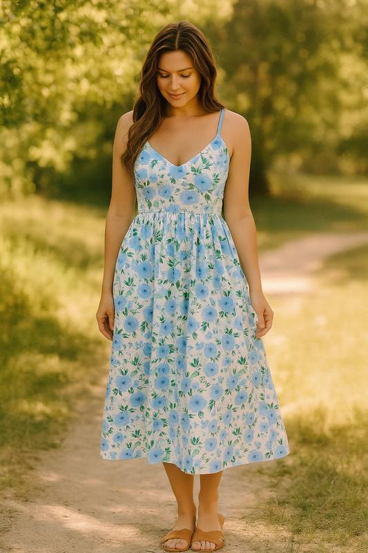 Tranquil Garden Print Mom Dress