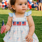 Blue Flag Embroidery Smocked Gingham Bloomer Set