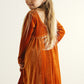 Premium Gold Velvet Twirl Dress