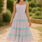 Multicolored Stripe Tiered Mom Dress