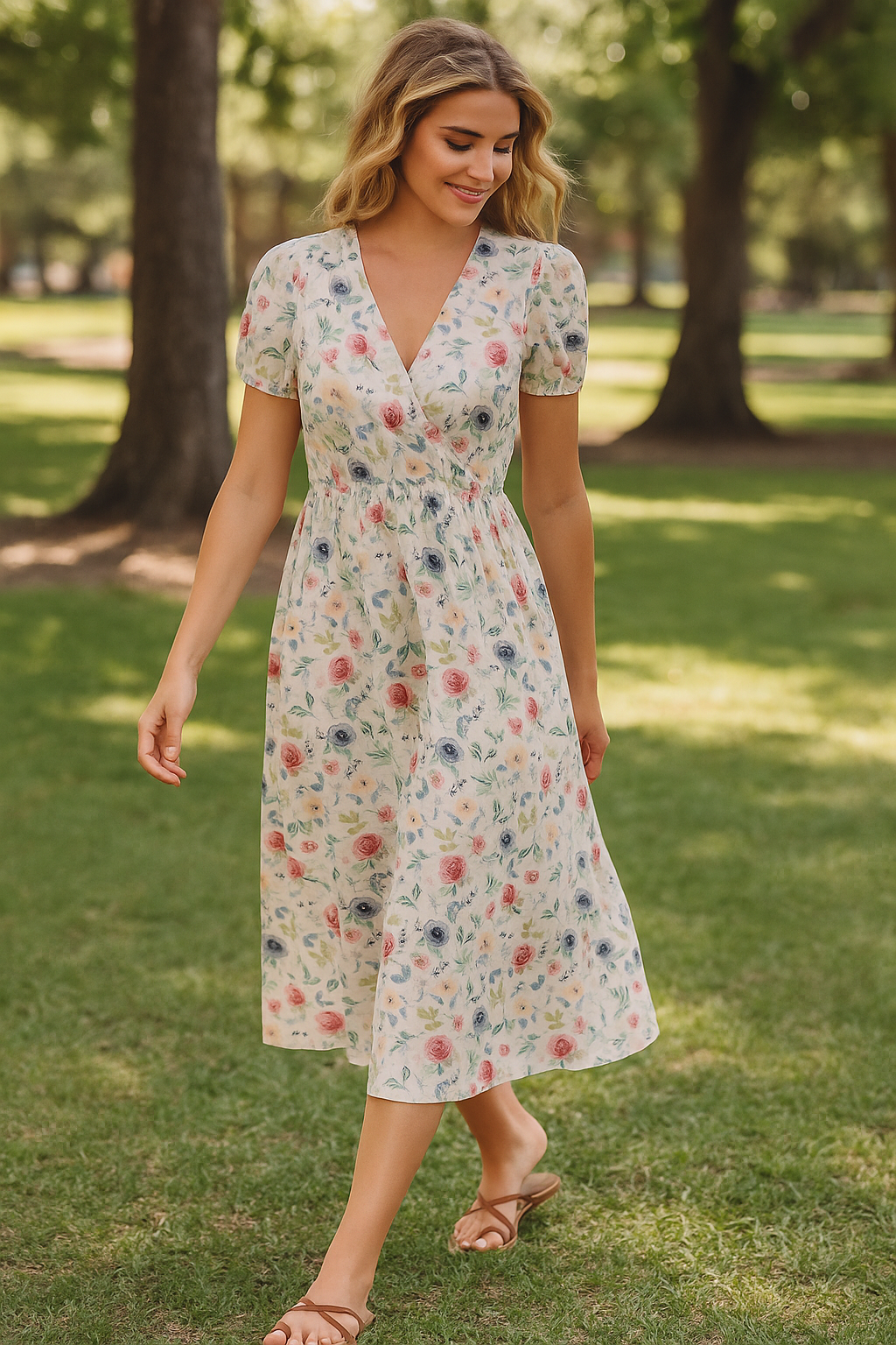 Green Garden Rose Mom Dress