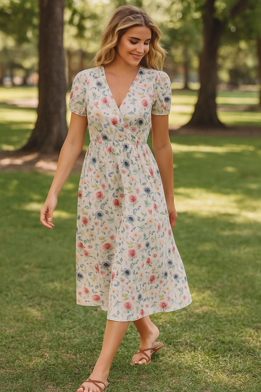 Green Garden Rose Mom Dress