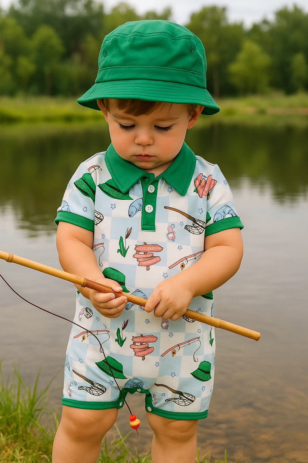 Reel Fun Checkered Romper