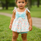 Blue Floral Bow Bloomer Set