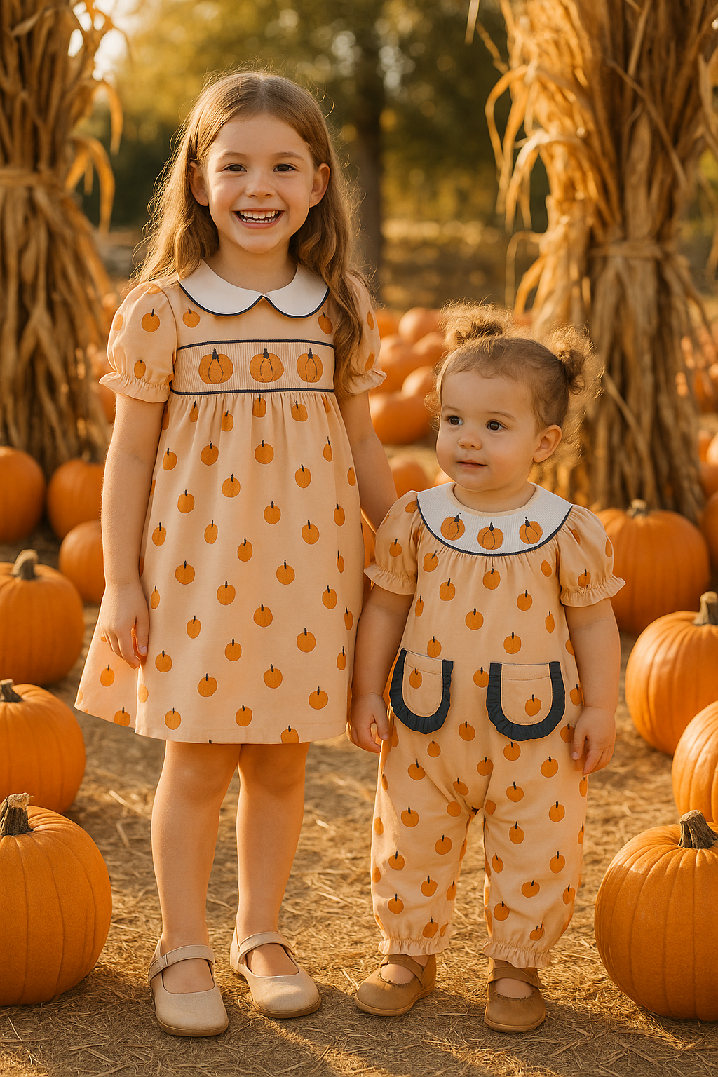 Khaki Embroidery Smocked Romper