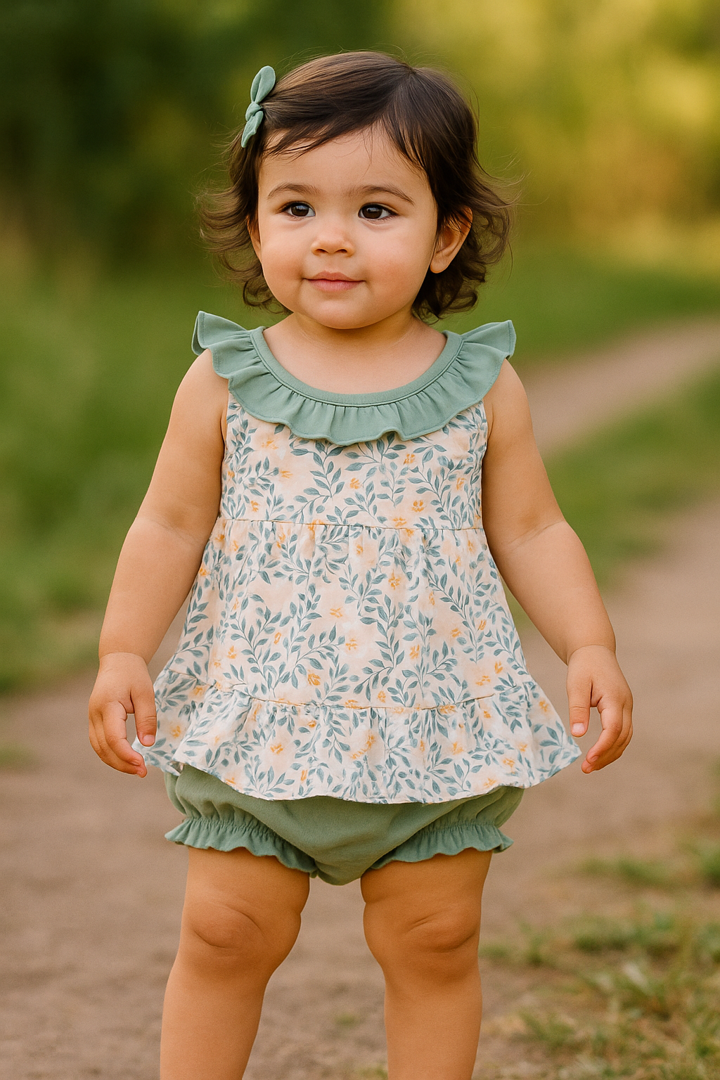 Fall Floral Print Ruffle Bloomer Set