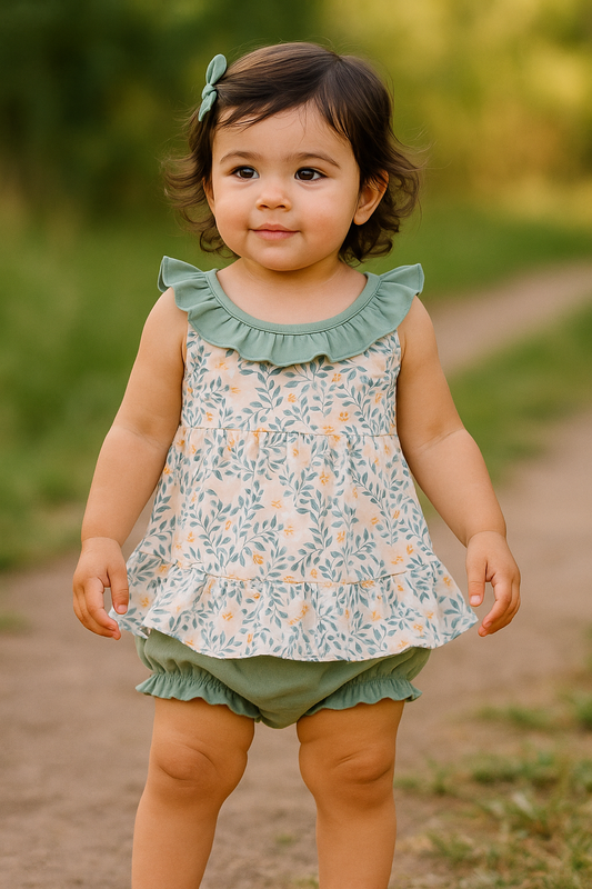 Fall Floral Print Ruffle Bloomer Set