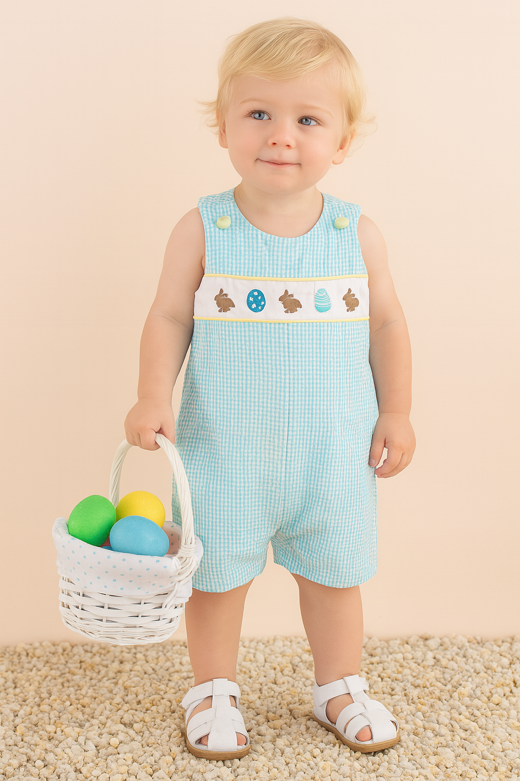 Premium Mint Bunny Egg Embroidery Gingham Jonjon
