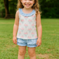 Blue Floral Bow Print Ruffle Bloomer Set