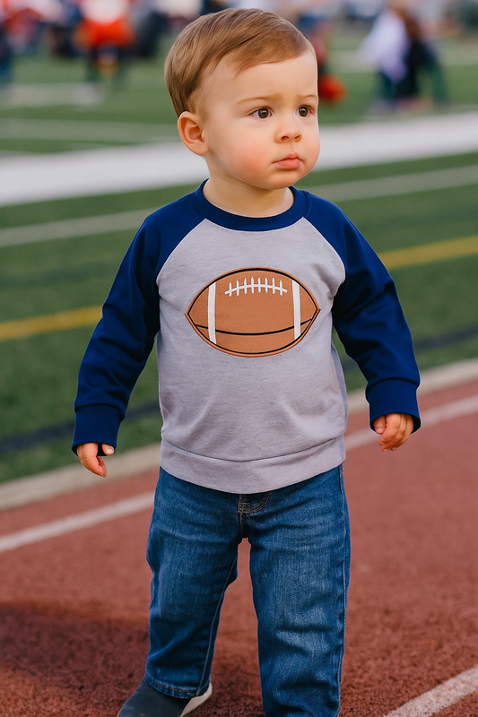 Blue Raglan Embroidered Football Shirt