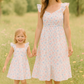 Blue Bow Lattice Print Mom & Me Dress