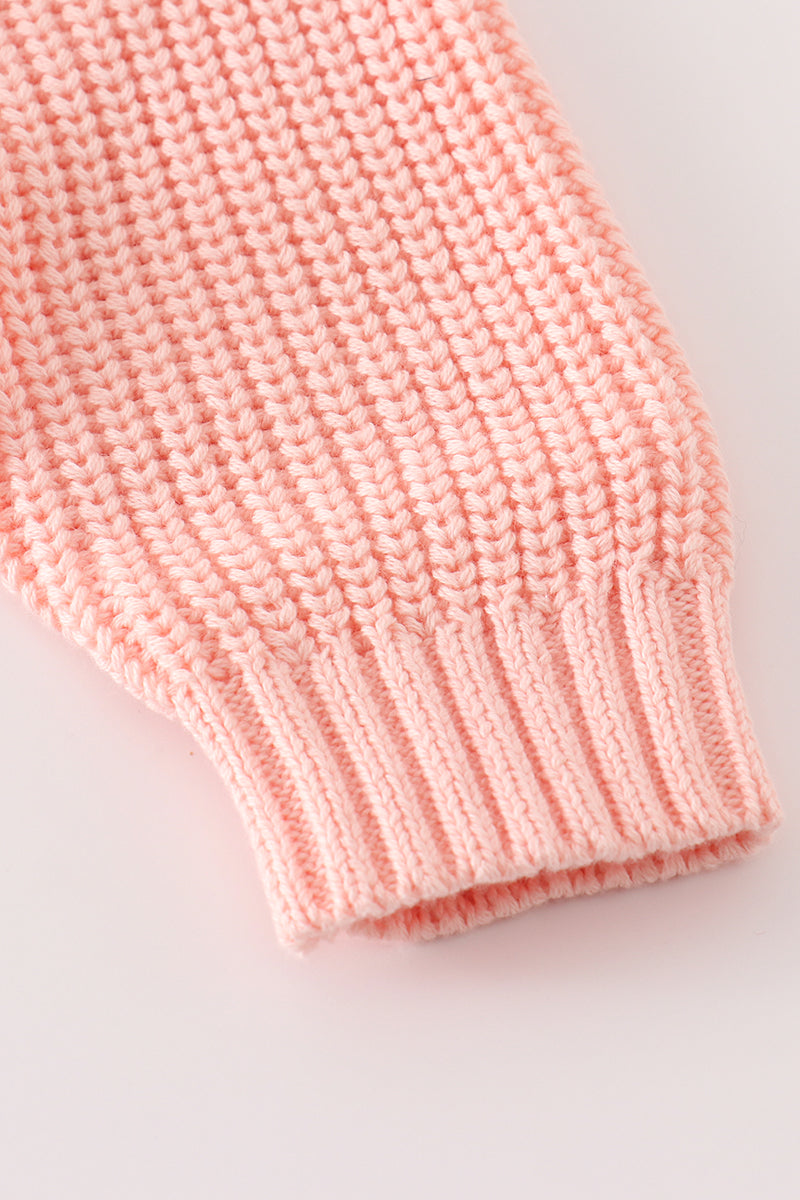 Pink Hand-Embroidery Ghost Pullover Sweater