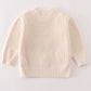 Beige Hand-Embroidery Pumpkin Pullover Sweater