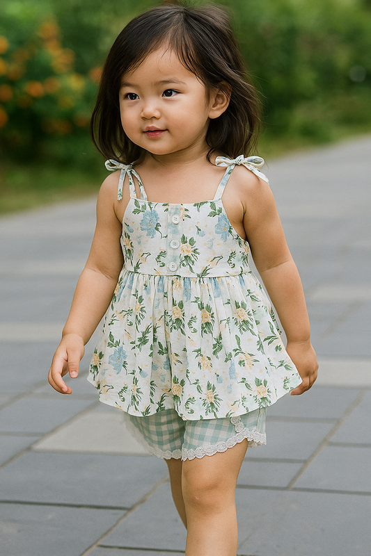 Green Floral Print Set