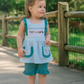 Blue Stripe Cow Embroidery Girl Set