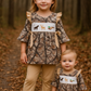 Hunting Dog Deer Duck Embroidery Ruffle Pants Set