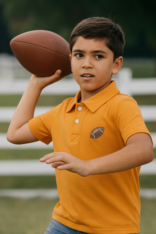 Premium Carmel Football Embroidery Boy Shirt