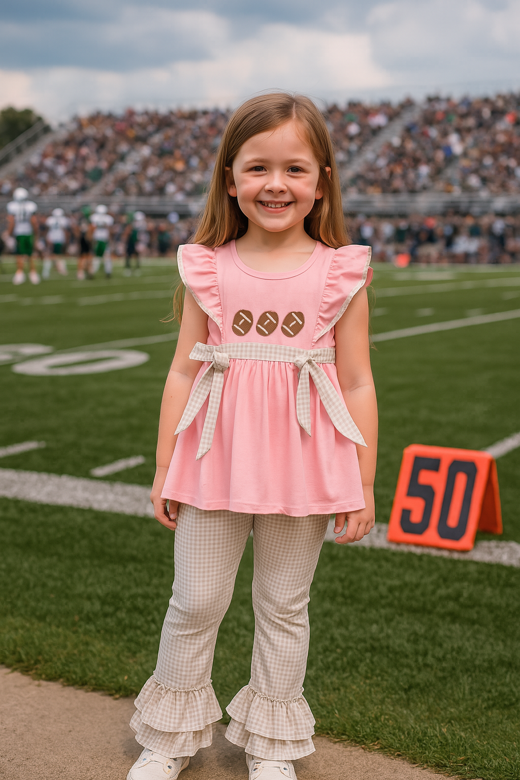 Pink Football French Knot Pants Set