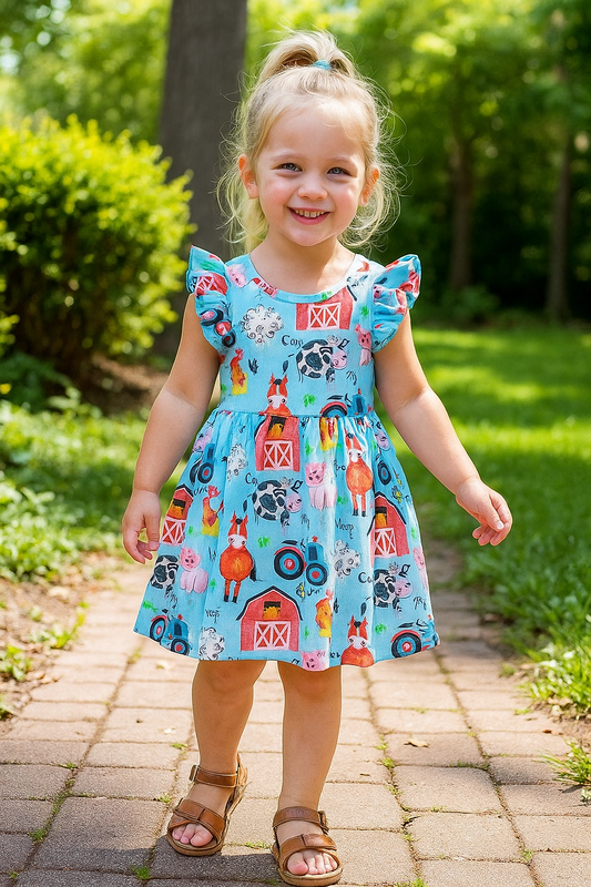 Barnyard Bliss Ruffle Sleeve Dress