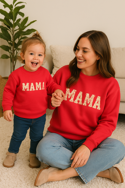 Red Mama&Mini Applique Fleece Mom&Me Sweatshirt