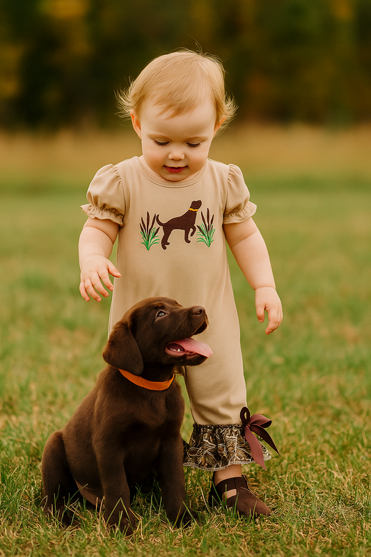 Camouflage Hound Embroidery Ruffle Bubble