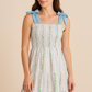 Blue Floral Smocked Women Dress