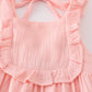 Premium Pink Muslin Ruffle Shorts Set