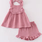 Premium Purple muslin ruffle shorts set
