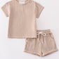 Premium Beige Muslin Boy Shorts Set