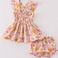 Premium Pink Muslin Sun Ice Cream Smocked Baby Set