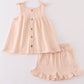 Premium Apricot Muslin Bow Shorts Set