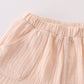 Premium Apricot Muslin Bow Shorts Set