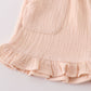Premium Apricot Muslin Bow Shorts Set