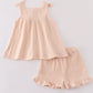 Premium Apricot Muslin Bow Shorts Set