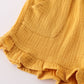 Premium Yellow Muslin Bow Shorts Set