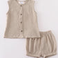 Premium Beige Muslin Boy Shorts Set
