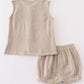 Premium Beige Muslin Boy Shorts Set