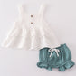Premium White Muslin Ruffle Baby Set