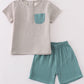 Premium Gray Muslin Boy Shorts Set