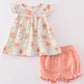 Premium Floral Leaves Muslin Ruffle Baby Set