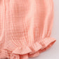 Premium Floral Leaves Muslin Ruffle Baby Set