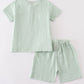 Premium Sage Muslin Stripe Boy Shorts Set