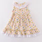 Premium Pink Muslin Stripe Lemon Ruffle Dress