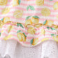 Premium Pink Muslin Stripe Lemon Ruffle Dress