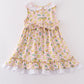 Premium Pink Muslin Stripe Lemon Ruffle Dress