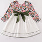 Premium Green Floral Print Swiss Dot Dress
