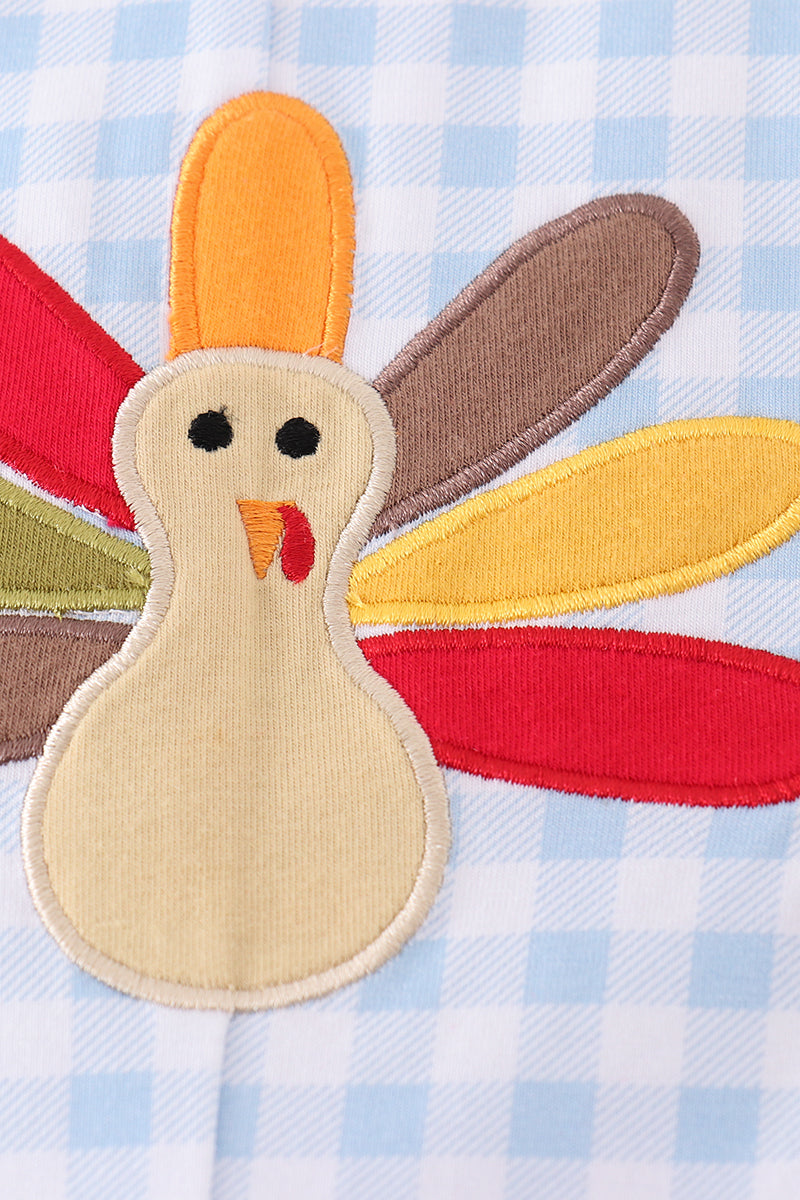 Premium Blue Turkey Embroidery Plaid Boy Jonjon