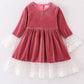 Premium Dusty Pink Velvet Lace Dress